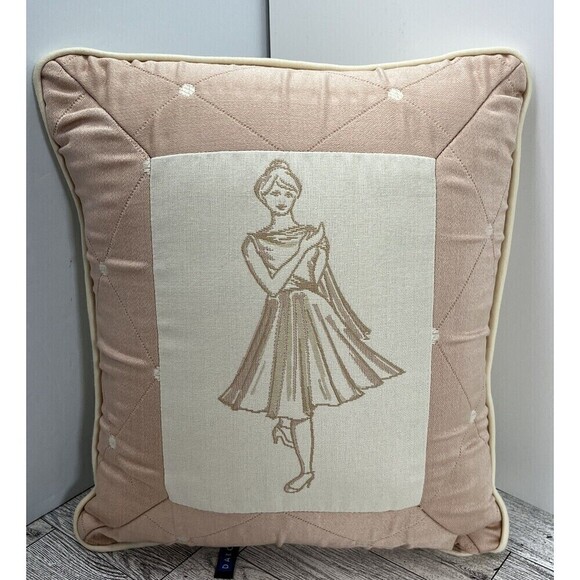 Girl In Paris Diamond Pattern Decorative Pillow  Romantic Feminine Dainty 14x12 - Picture 1 of 6